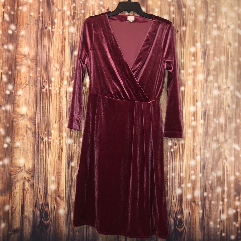 a new day Red Velvet Feeling V-Neck Dress